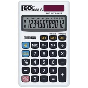 LEO Taschenrechner 088S - Solar-/Batteriebetrieb, 12stellig, LC-Display, silber