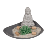 OOTB Grauer Holz-Teller ca. 20 x 16 cm mit Deko-Sand
