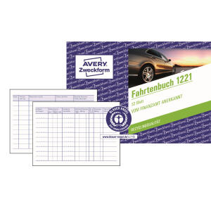 Avery Zweckform 1221 Fahrtenbuch Recycling - A6 quer, für PKW, 64 Seiten für 310 Fahrten