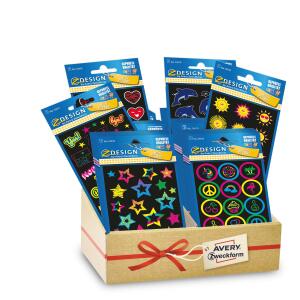 Sticker Neon sortiert AVERY ZWECKFORM 48616 im Display