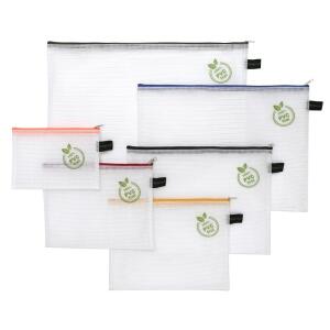 FSY Set von 6 PVC-freien Beuteln mit Zip, B4-A6, farb. sortiert, 1 Stück