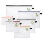 FSY Set von 6 PVC-freien Beuteln mit Zip, B4-A6, farb....