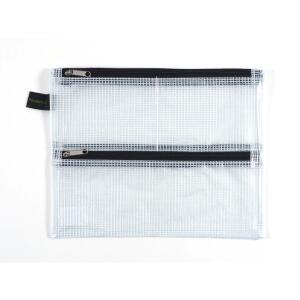 FSY PVC-freie Sammelbeutel, A5, 3 Zusatzfächer, EVA klar gewebeverstärkt, Zip schwarz, 1 Stück