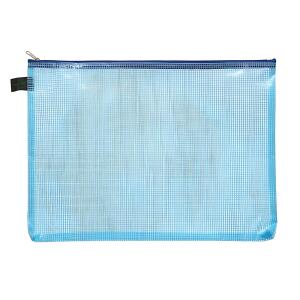Reißverschluss-Beutel A4, mit Zip blau, Folie blau transparent,