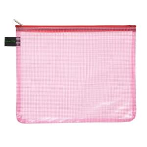 FSY PVC-freier Reißverschluss-Beutel A5, mit Zip rot, Folie rot transparent, 1 Stück