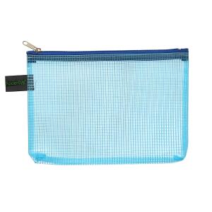 Reißverschluss-Beutel A6, mit Zip blau, Folie blau transparent,