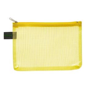 Reißverschluss-Beutel A6, mit Zip gelb, Folie gelb transparent,