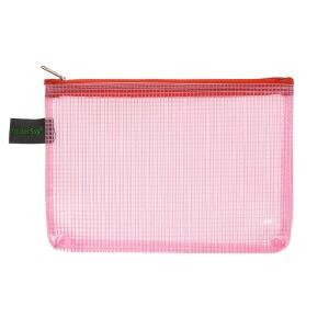 FSY PVC-freier Reißverschluss-Beutel A6, mit Zip rot, Folie rot transparent, 1 Stück