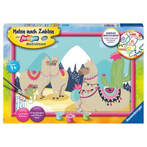 Malen nach Zahlen Bild 310x210mm Glückliche, Lamas,