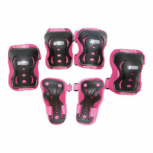 Schützerset Girls pink  Größe XS/S 7teilig, für Kinder von 3 bis 7 Jahren, bis 50kg,, Inhalt: 1x 2 Handgelenkschützer 15 bis 17cm,, 1x 2 Ellbogenschützer 18 bis 22cm,, 1x 2 Knieschützer 24 bis 28cm,, Füllung und Überzug aus AP Hartschale PU-Schaum,, Versc