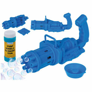 Seifenblasengewehr  blau, inklusive 60ml, 3x AA Batterien benötigt OUT OF THE BLUE