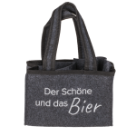 Flaschentasche Filz mit 6 Fächern, Der Schöne und das Bier 24 x 15 cm