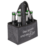 Flaschentasche Filz mit 6 Fächern, Der Schöne und das Bier 24 x 15 cm