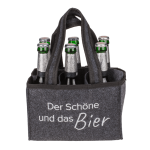 Flaschentasche Filz mit 6 Fächern, Der Schöne und das Bier 24 x 15 cm