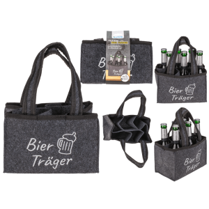 Flaschentasche Filz mit 6 Fächern, Bierträger, ca. 24 x 15 cm