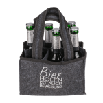 Flaschentasche Filz mit 6 Fächern, Bier holen ist Bewegung 24 x 15 cm