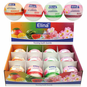 Badekugel Elina med  180g 4fach sortiert, sprudelnde Badekugel, Duftrichtungen: Mango, Wassermelone,, Lilie, Rose, Osma OSMA-WERM GMBH