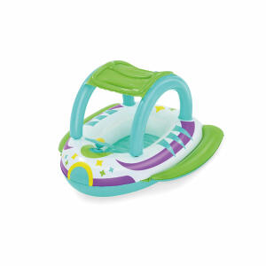Bestway Kinderboot  Space Splash Raumschiff, Weltraummotiv, Größe aufgeblasen: 98 x 95 x 61 cm,, mit UV Sonnenschutzdach und Steuerrad mit integrierter Hupe,, mit Sichtfenster im Boden, maximale Belastbarkeit: 30 kg BESTWAY INTERN.