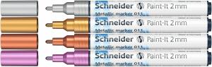 Schneider Metallicmarker Paint-It 011 2mm Karton-Etui Set1 4 Stück sortiert