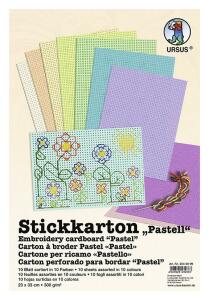 Ursus 3040099 Strickkarton Pastell, aus durchgefärbtem Fotokarton 300 g/m², ca. 23 x 33 cm, 10 Blatt in 10 verschiedenen Farben, hohe Farbbrillianz und Lichtbeständigkeit, aus Frischzellulose