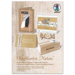 Kraftkarton Natura, mit gerippter Oberfläche, 250 g/qm, DIN A4, 16 Blatt in 4 Farben sortiert
