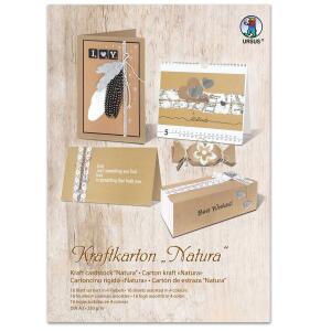 Kraftkarton Natura, mit gerippter Oberfläche, 250 g/qm, DIN A3, 16 Blatt in 4 Farben sortiert