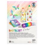 Ursus 7900099 - Bastelset, farbenfroher Materialmix in schönen Regenbogen-Farben, mit Bastelpapier, Faltblättern, Stanzteilen und Klebepads, bunt