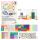 Ursus 7900099 - Bastelset, farbenfroher Materialmix in schönen Regenbogen-Farben, mit Bastelpapier, Faltblättern, Stanzteilen und Klebepads, bunt