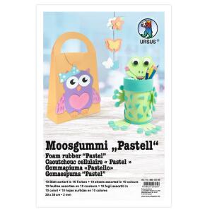 Ursus 8850099 - Moosgummi-Platten "Pastell", 2 mm dick, ca. 20 x 30 cm, 10 Schaumstoff-Platten sortiert in 10 Farben, knickfest, wasserfest und flexibel, ideal für kreatives Basteln