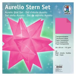 Aurelio Stern Transparentpapier uni, pink, 115 g, ca. 30 x 30 cm, 33 Blatt, beidseitig bedruckt