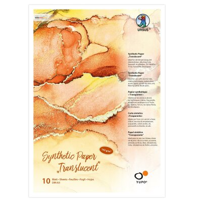 Ursus 16294000 Yupo Synthetic Paper transparent, DIN A3, 10 Blatt, 153 g/qm, synthetisch, Glatte Oberfläche, reiß-und wasserfest, UV lichtecht, extrem strapazierfähig, 100% recyclebar, weiß