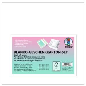 Ursus 17720099F Blanko Geschenkkarton, quadratisch, weiß, 5er Set, aus kaschiertem Karton, zum Selbstgestalten, ideal für schöne Überraschungsmomente