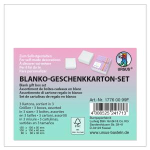 Ursus 17760099F Blanko Geschenkkarton, quadratisch, weiß, 3er Set, aus kaschiertem Karton, zum Selbstgestalten, ideal für schöne Überraschungsmomente