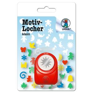 Ursus 19500005 Motivlocher klein, Sonne, aus rotem Kunststoff mit Metallstanze, Durchmesser ca. 16 mm, für Papierqualitäten von 160 220 g/qm, mit Druckknopffunktion für eine einfache Handhabung