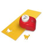 Ursus 19500020 Motivlocher klein, Katze, aus rotem Kunststoff mit Metallstanze, Durchmesser ca. 16 mm, für Papierqualitäten von 160 220 g/qm, mit Druckknopffunktion für eine einfache Handhabung