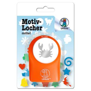 Ursus Motivlocher mittel, Krebs, aus orangenem Kunststoff mit Metallstanze, Durchmesser Circa 25,4 mm, für Papierqualitäten von 160-220 g/qm, mit Druckknopffunktion für eine einfache Handhabung