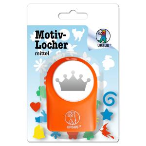 Ursus 19520053 Motivlocher mittel, Krone, aus orangenem Kunststoff mit Metallstanze, Durchmesser ca. 25,4 mm, für Papierqualitäten von 160-220 g/qm, mit Druckknopffunktion für eine einfache Handhabung