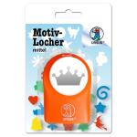 Ursus 19520053 Motivlocher mittel, Krone, aus orangenem Kunststoff mit Metallstanze, Durchmesser ca. 25,4 mm, für Papierqualitäten von 160-220 g/qm, mit Druckknopffunktion für eine einfache Handhabung