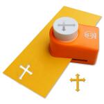 Ursus 19520054 Motivlocher mittel, Kreuz, aus orangenem Kunststoff mit Metallstanze, Durchmesser ca. 25,4 mm, für Papierqualitäten von 160-220 g/qm, mit Druckknopffunktion für eine einfache Handhabung