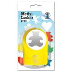 Ursus 19540018 Motivlocher groß, Bär, aus gelbem Kunststoff mit Metallstanze, Durchmesser ca. 38,1 mm, für Papierqualitäten von 160-220 g/qm, mit Druckknopffunktion für eine einfache Handhabung