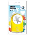Ursus 19540028 Motivlocher groß, Engel, aus gelbem Kunststoff mit Metallstanze, Durchmesser ca. 38,1 mm, für Papierqualitäten von 160 220 g/qm, mit Druckknopffunktion für eine einfache Handhabung