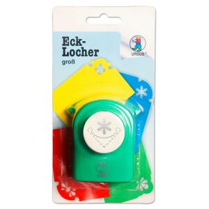 Ursus 19640027 Locher groß, Schneeflocke, aus grünem Kunststoff mit Metallstanze, mit Druckknopffunktion für eine einfache Handhabung, zum Abrunden der Ecken