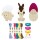 Ursus 21440001 - Kreuzstich-Anhänger aus Holz "Ostern", Bastel-Set für Kinder mit 3 Holz-Anhängern, Stickgarn, Sticknadeln, Deko-Material und Anleitung