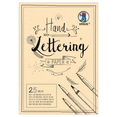 Ursus 24924610 - Handlettering Paper, Creme, DIN A4, 210 g/qm, 25 Blatt Tonkarton, ideale Grundlage zum individuellen Gestalten von Buchstaben