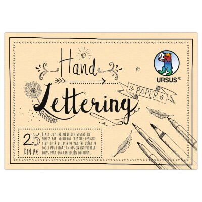 Ursus 24926410 - Handlettering Paper, Creme, DIN A6, 210 g/qm, 25 Blatt Tonkarton, ideale Grundlage zum individuellen Gestalten von Buchstaben