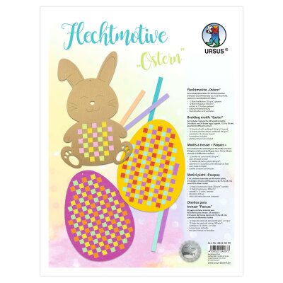 Ursus 28220099 Flechtmotive Ostern, Material für 48 Motive, in 12 verschiedenen Farben, ca. 15,5 x 24 cm, inklusive Bastelanleitung, kreative Beschäftigung für Kinder, ideal als Geschenk, bunt