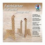 Ursus 38055599F Faltblätter Kraftpapier Design Mix, 100 Blatt in 10 verschiedenen Motiven, ca. 15 x 15 cm, 80 g/qm, einseitig Bedruckt, zum Falten von Fensterbildern, Sternen und Figuren, braun/weiß