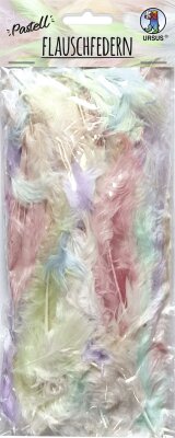 Ursus 39640099 Flauschfedern Pastell, ca. 10-15 cm lang, 10 g, zum Basteln von Masken, Traumfängern und Anderen Accessoires, bunt