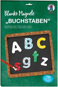 Ursus 43120099 Blanko Magnet Buchstaben, weiß, 100 Stück, ca. 3,2-4,3 cm, zum Selbstgestalten, lehrreicher Spielspaß für Jungen und Mädchen, ideal als Geschenk für die Einschulung, bunt