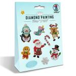 Ursus 43500008 Diamond Painting X-Mas, zum Gestalten von Stickern mit funkelnden Diamanten, 2 Stickerbögen 15 x 10 cm, mit verschiedenen Designs, Diamantensteine, Picker, Wachs und Schale, bunt